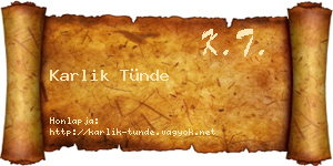 Karlik Tünde névjegykártya